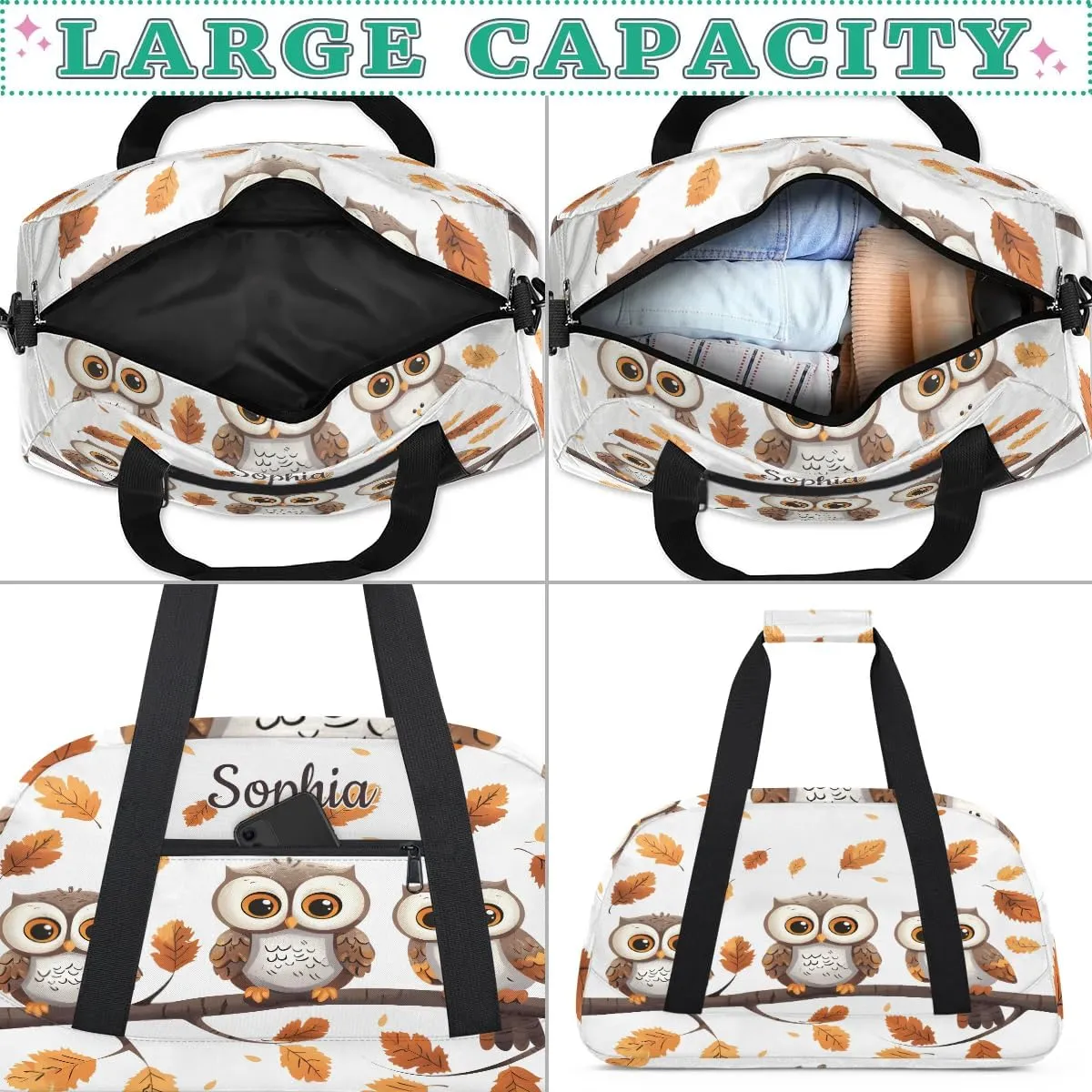 Custom Kids Sport Duffel Bags Gym Bag for Girls and Boys Weekender Tote Sports Bags for Traveling Birds