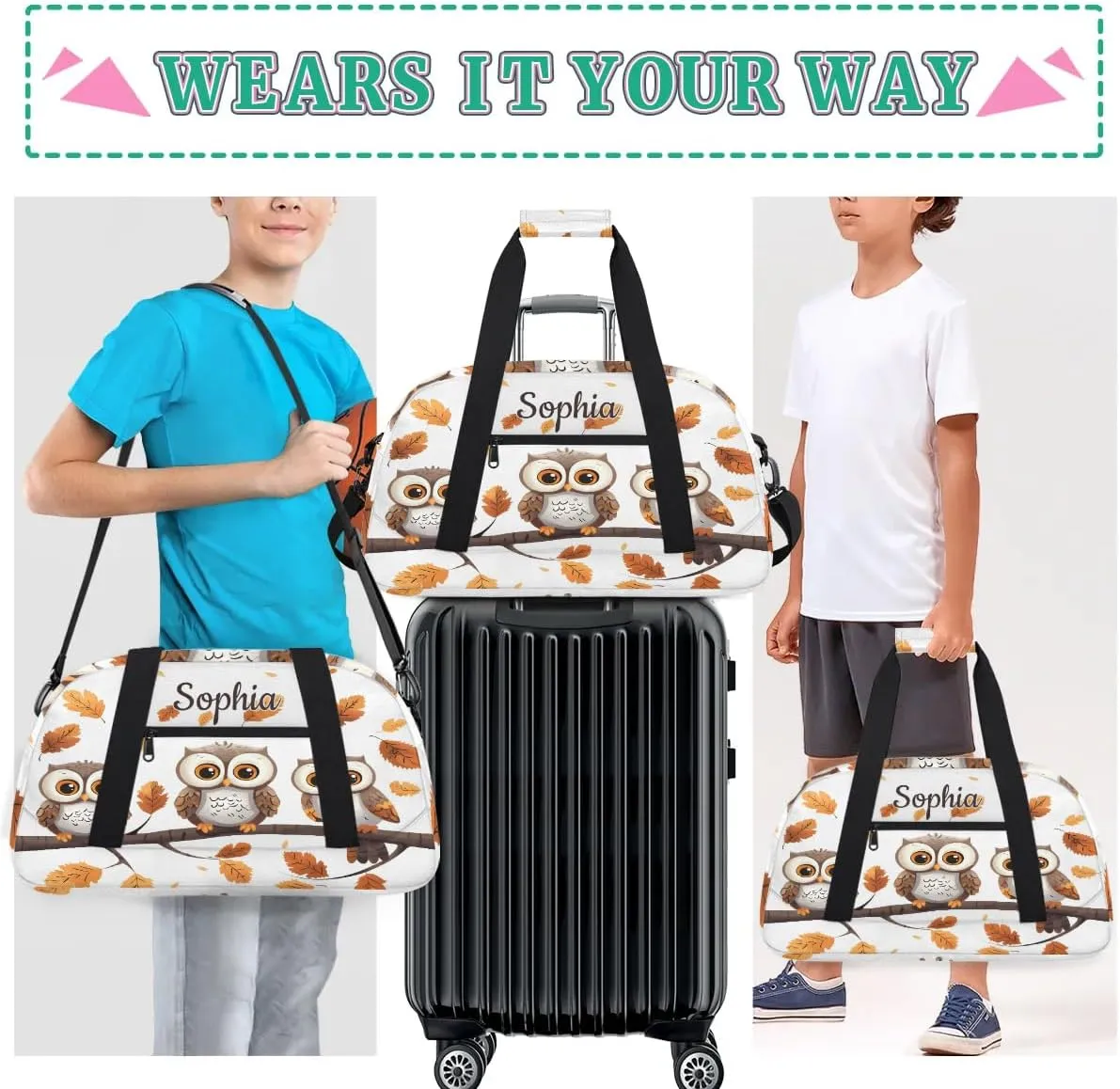 Custom Kids Sport Duffel Bags Gym Bag for Girls and Boys Weekender Tote Sports Bags for Traveling Birds