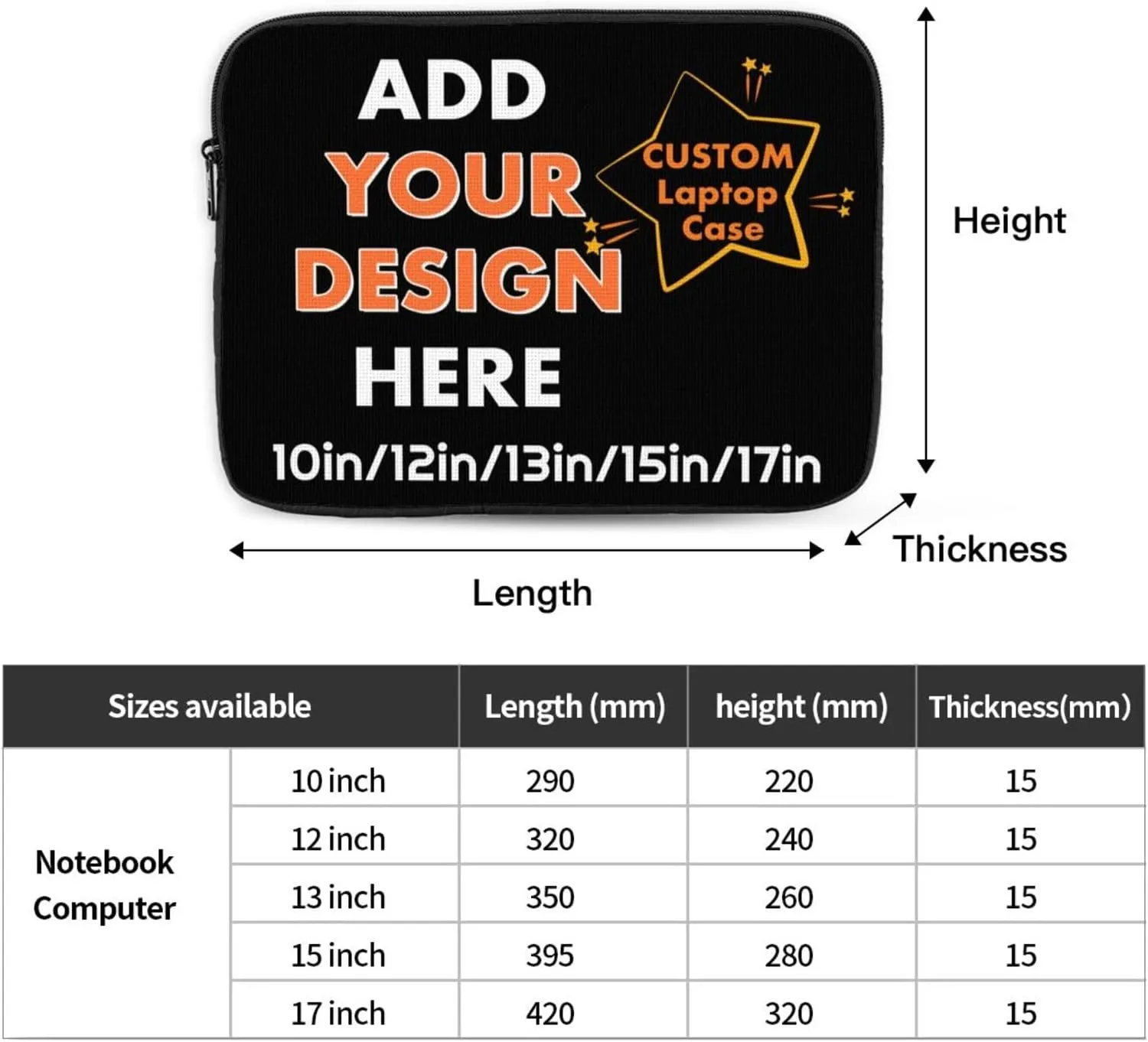 Custom Laptop Shoulder Bag with Your Photo/Text/Logo, Personalised Business Briefcase Protective Case Messenger Bag