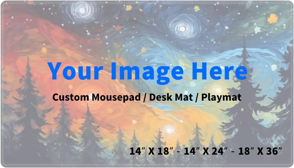 Custom Playmat, Customized Printed All Images Game Mat for MTG/TCG Card Game Play Mats Commander Deck Stitched&Non-Slip Rubber Base Mousepad, 3 Sizes XXL XL Large Desk Mat Personalized Gift, 18" x 36"