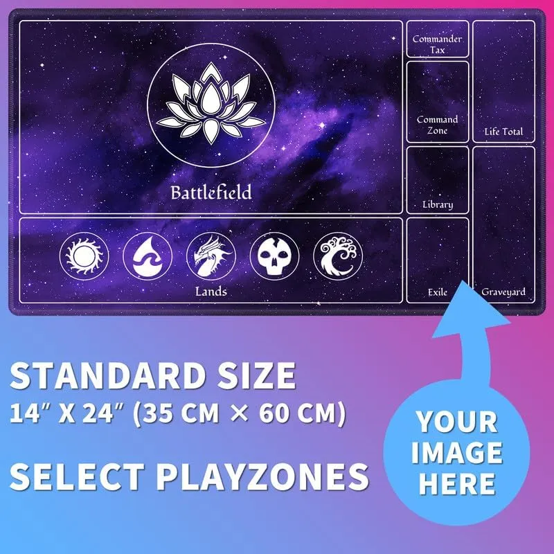 Custom Playmat with Zones, Customized Printed All Images Game Mat 14"x24" for MTG/TCG Card Game Play Mats Commander Deck Stitched&Non-Slip Rubber Base Mousepad Anime Desk Mat Personalized Gift, Style1