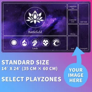 Custom Playmat with Zones, Customized Printed All Images Game Mat 14"x24" for MTG/TCG Card Game Play Mats Commander Deck Stitched&Non-Slip Rubber Base Mousepad Anime Desk Mat Personalized Gift, Style1