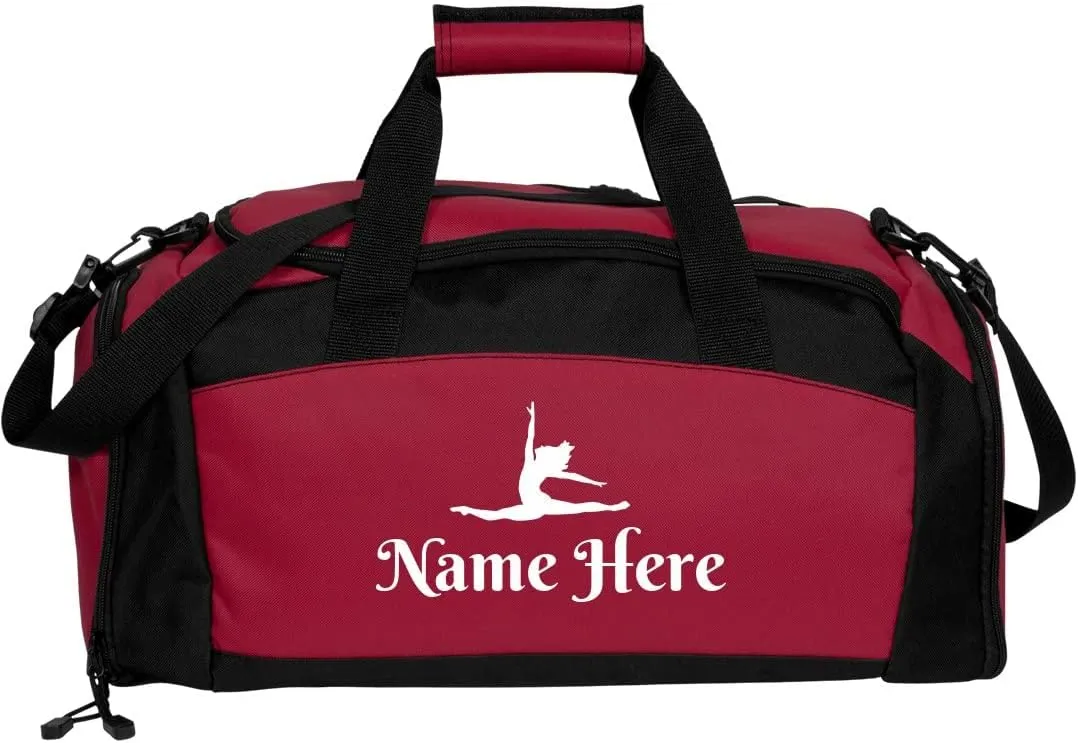 CUSTOMIZED GIRL Personalized Dance Duffel - Custom Name Dance Bag For Every Dancer - Your Moves, Your Bag, Red