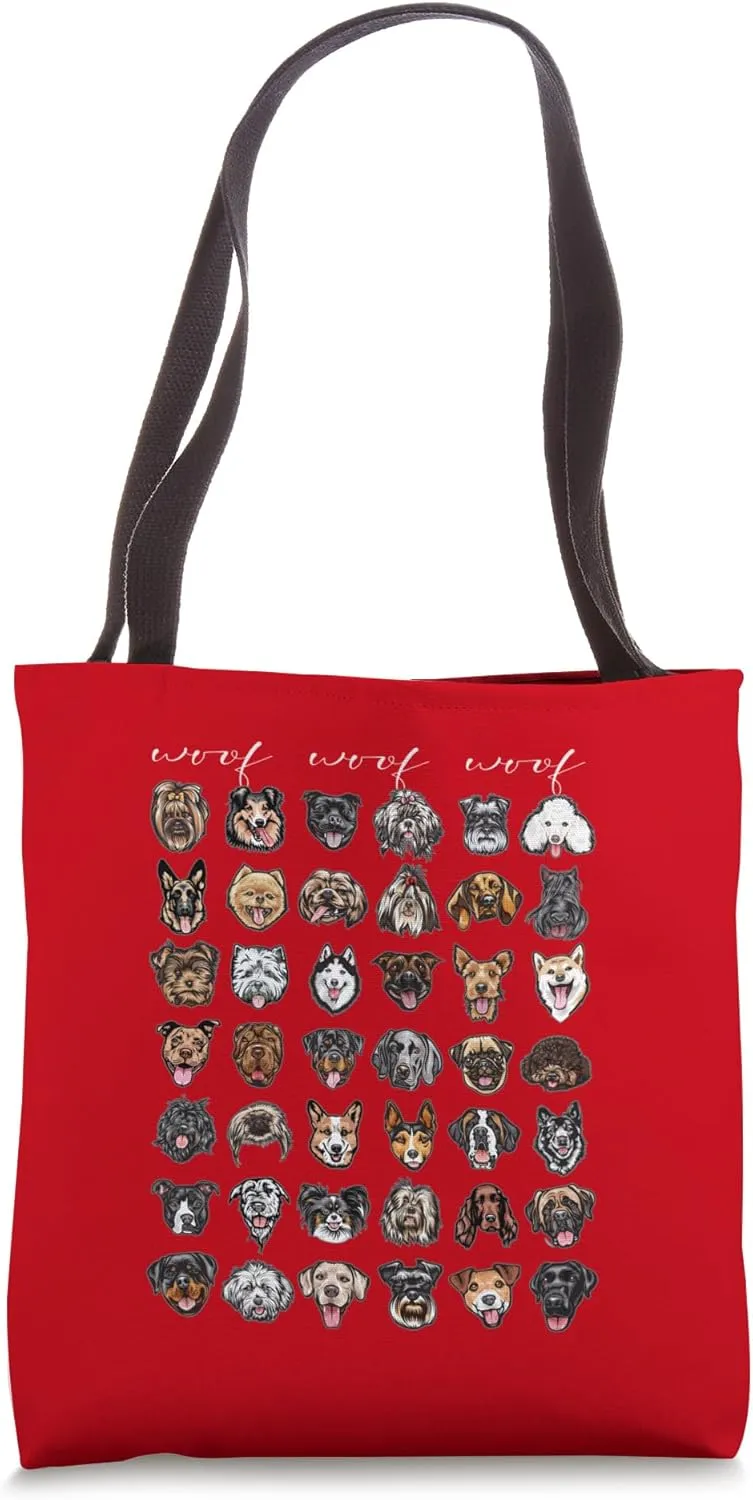 Cute 42 Breeds of Dogs Illustrations for Dog Lovers Vets Tote Bag