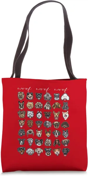 Cute 42 Breeds of Dogs Illustrations for Dog Lovers Vets Tote Bag