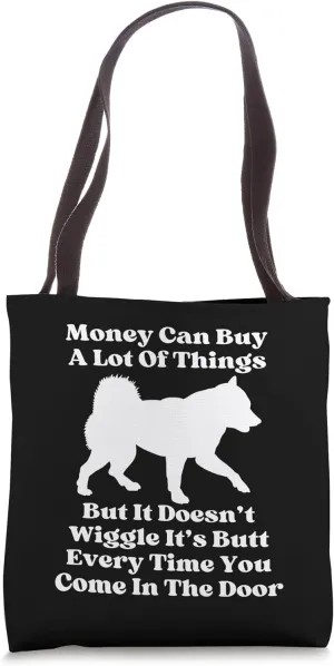 Cute Alaskan Huskey Inuit Samoyed Dog Tail Tote Bag