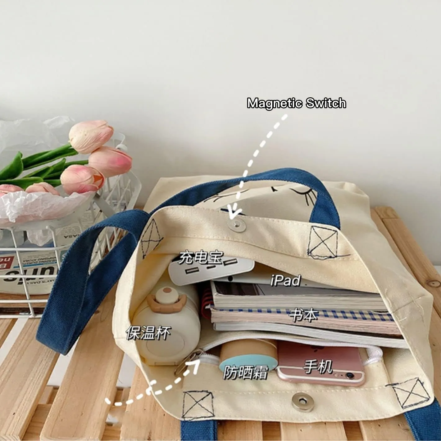 Cute Canvas Tote Bag - Graphic Tote Bag for Lunch & Grocery