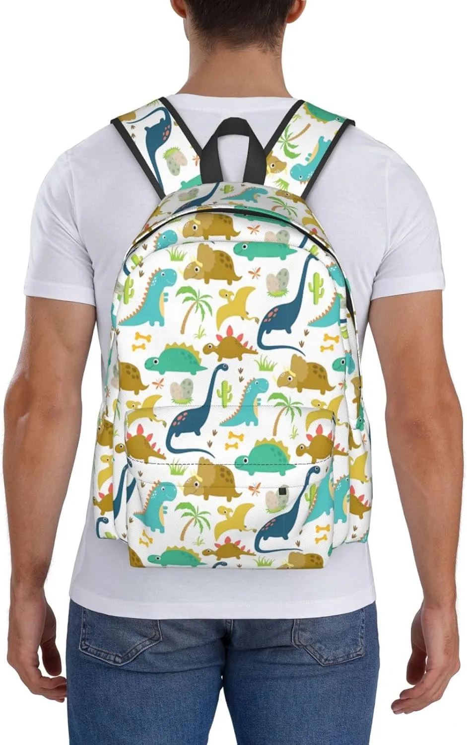 Cute Cartoon Dinosaur Laptop Backpack Shoulder Bag Laptop Pack Travel Backpacks Commuter Back Pack Casual Daypack Bags With Side Pockets
