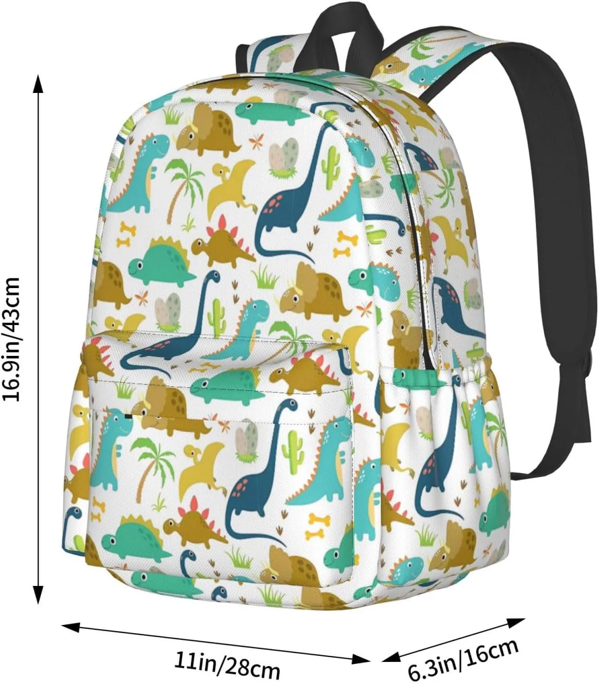 Cute Cartoon Dinosaur Laptop Backpack Shoulder Bag Laptop Pack Travel Backpacks Commuter Back Pack Casual Daypack Bags With Side Pockets