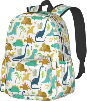 Cute Cartoon Dinosaur Laptop Backpack Shoulder Bag Laptop Pack Travel Backpacks Commuter Back Pack Casual Daypack Bags With Side Pockets