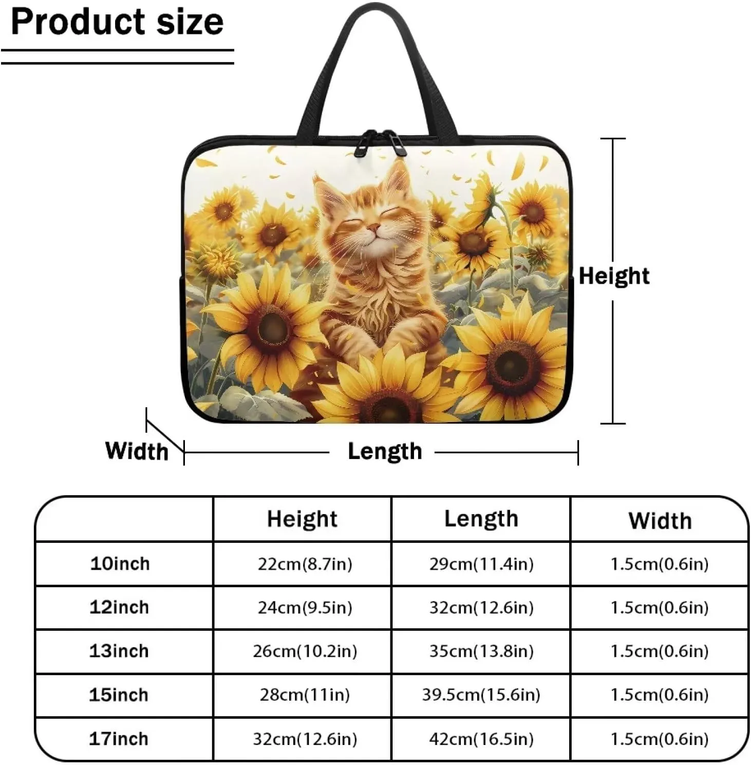 Cute Cat Pattern Print Laptop Case for Women 10inch Laptop Bag for Girl 360 Protective Laptop Sleeve for 17-inch Suitable for Most Sizes of Laptops