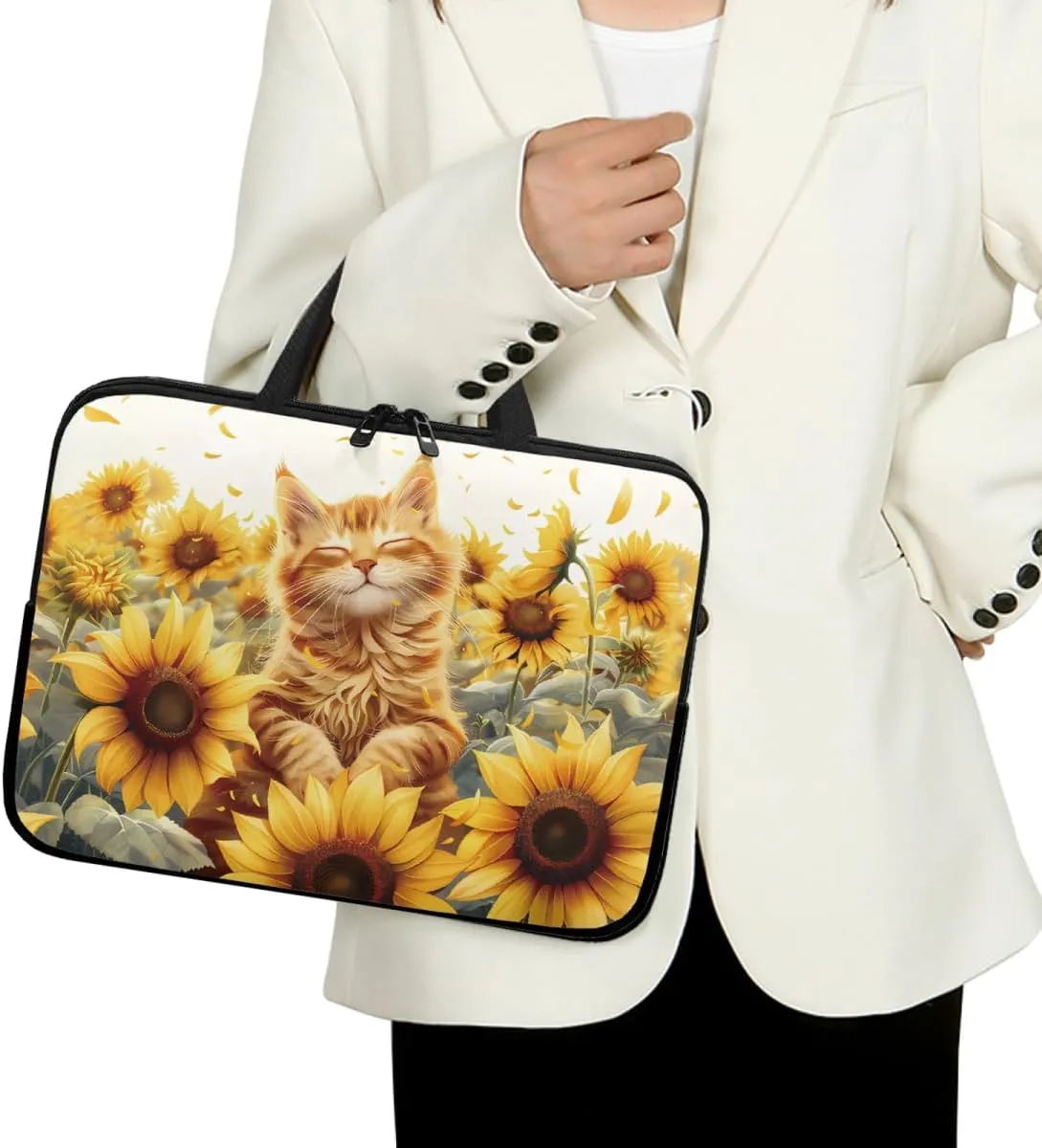 Cute Cat Pattern Print Laptop Case for Women 10inch Laptop Bag for Girl 360 Protective Laptop Sleeve for 17-inch Suitable for Most Sizes of Laptops