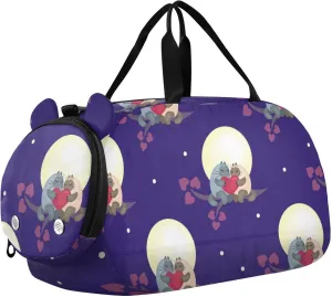 Cute Cats and Hearts Gym Travel Duffel Bag with Shoe Compartment for Boys Girls - Gymnastics Sports Dance Football Travel Bag Teens Weekender Sleepover