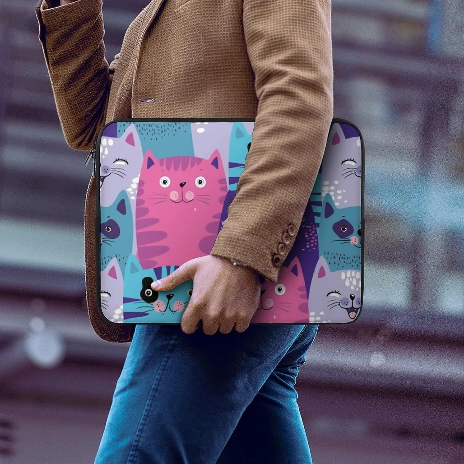 Cute Cats Head All Print Hands Free Withdrawal Laptop Bag Unisex
