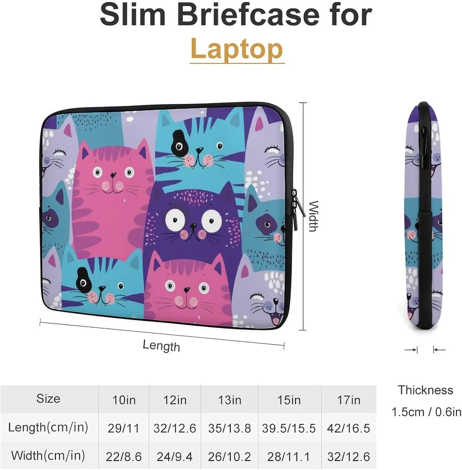 Cute Cats Head All Print Hands Free Withdrawal Laptop Bag Unisex
