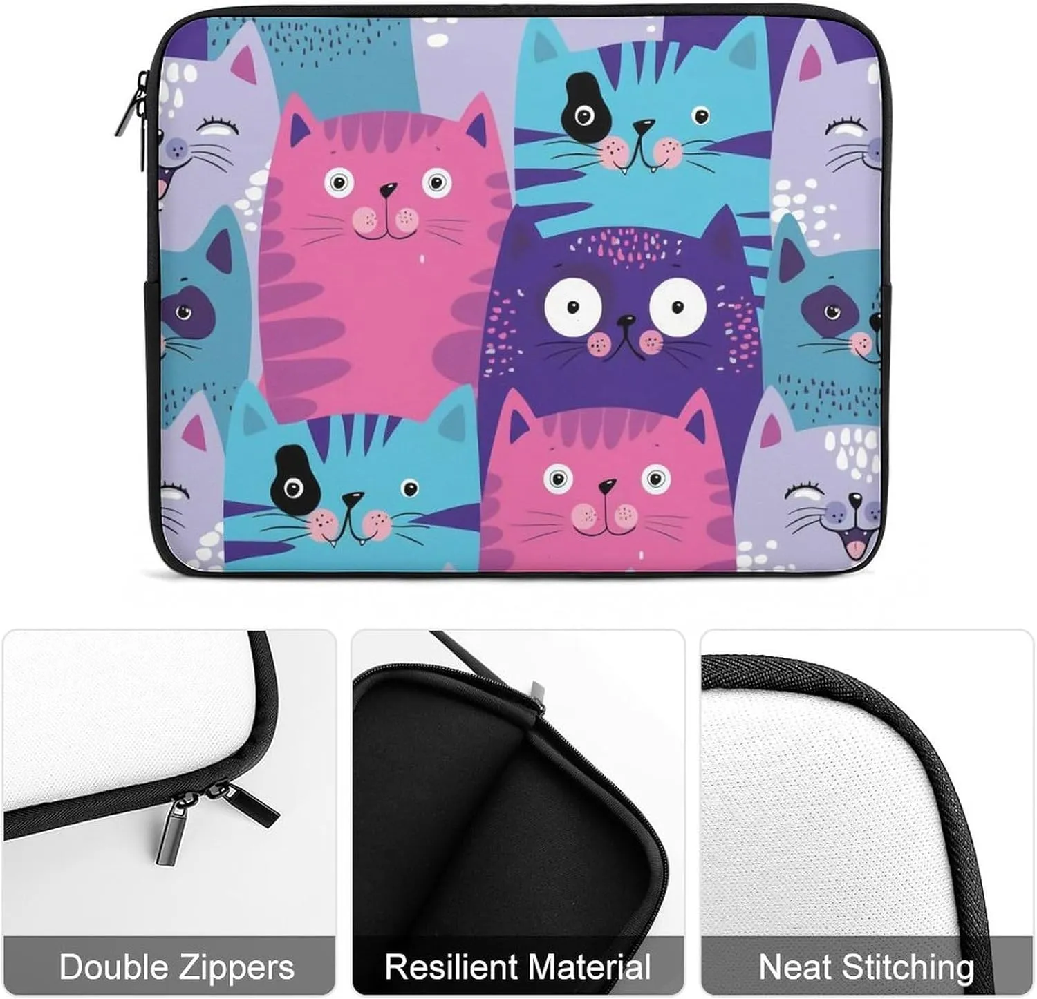 Cute Cats Head All Print Hands Free Withdrawal Laptop Bag Unisex