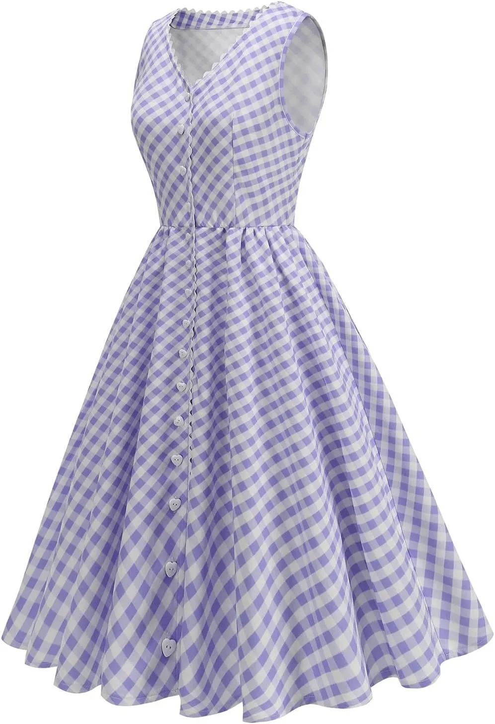 Cute Plaid Sundresses for Women Summer Spaghetti Straps Midi Dress Sleeveless Party Pleated Flowy Skater Dress