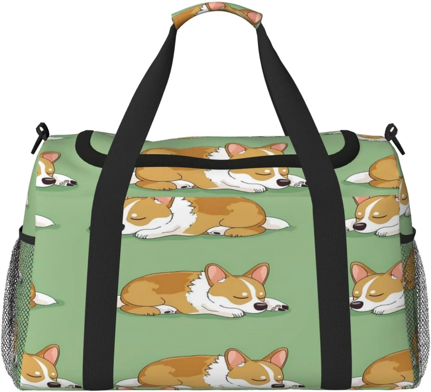 Cute Sleepy Dog Puppy Duffle Bag Travel Duffel Bags for Men Women Waterproof Gym Overnight Weekender Bag Carry on Tote Bag
