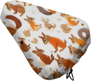 Cute Squirrels Bike Seat Cover Water-Repellent Exercise Bike Seat Cushion Bicycle Saddle Cover with Drawstring Rain Snow Dust Covers for City Mountain Road Biking