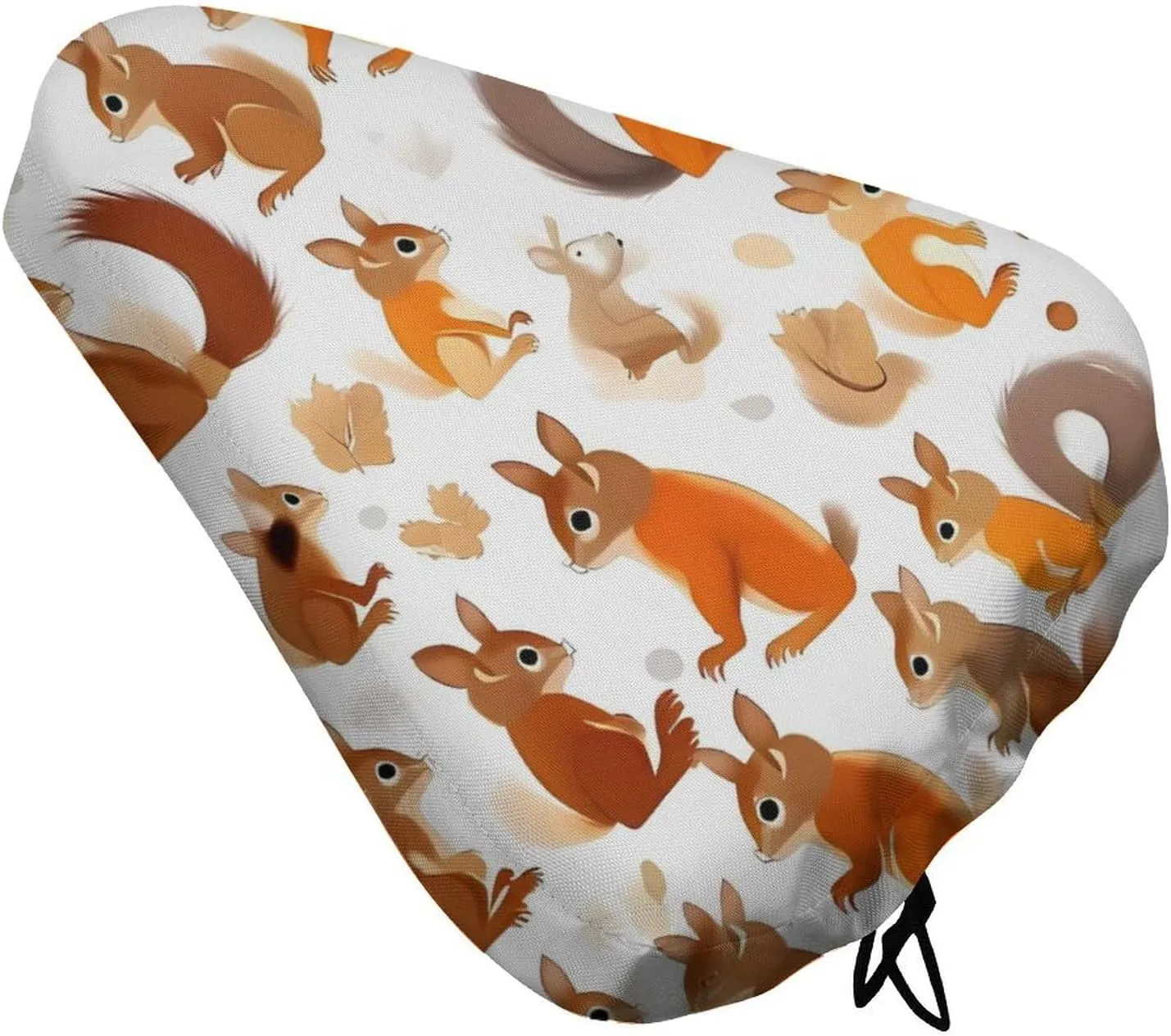Cute Squirrels Bike Seat Cover Water-Repellent Exercise Bike Seat Cushion Bicycle Saddle Cover with Drawstring Rain Snow Dust Covers for City Mountain Road Biking