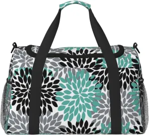 Dahlia Flower print Large Canvas Travel Duffel Bag Weekender Bags for Women Overnight Bag Carry On Tote Bag