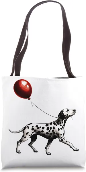 Dalmatian with Red Balloon Tote Bag