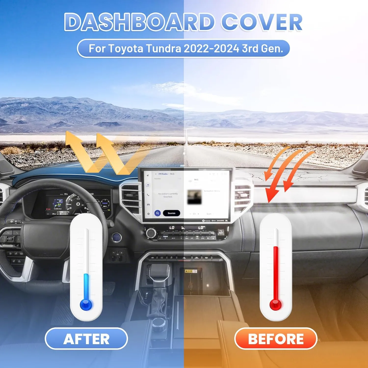 Dash Cover for 2025 2024 2023 2022 Toyota Tundra Dashboard Cover Mat for Tundra Accessories Sun Shade Tundra Suede Dash Mat Nonslip Mesh Protector No Glare