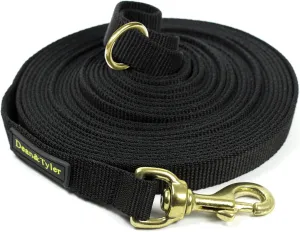 Dean & Tyler Nylon Track Double Ply Dog Leash with a Ring on Handle and Solid Brass Snap Hook, 23-Feet by 3/4-Inch, Black