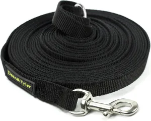 Dean & Tyler Nylon Track Double Ply Dog Leash with a Ring on Handle and Stainless Steel Snap Hook, 17-Feet by 3/4-Inch, Black