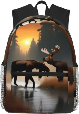 Deer Bear Moose print Lightweight and comfortable backpack Casual Laptop Backpack for Travel Hiking