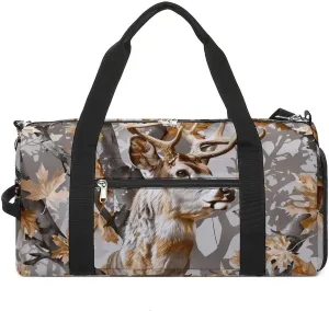 Deer Hunting Camouflage Funny Gym Bag Travel Tote Bag Duffel Bag with Shoe Compartment for Weekender Sports Vacation