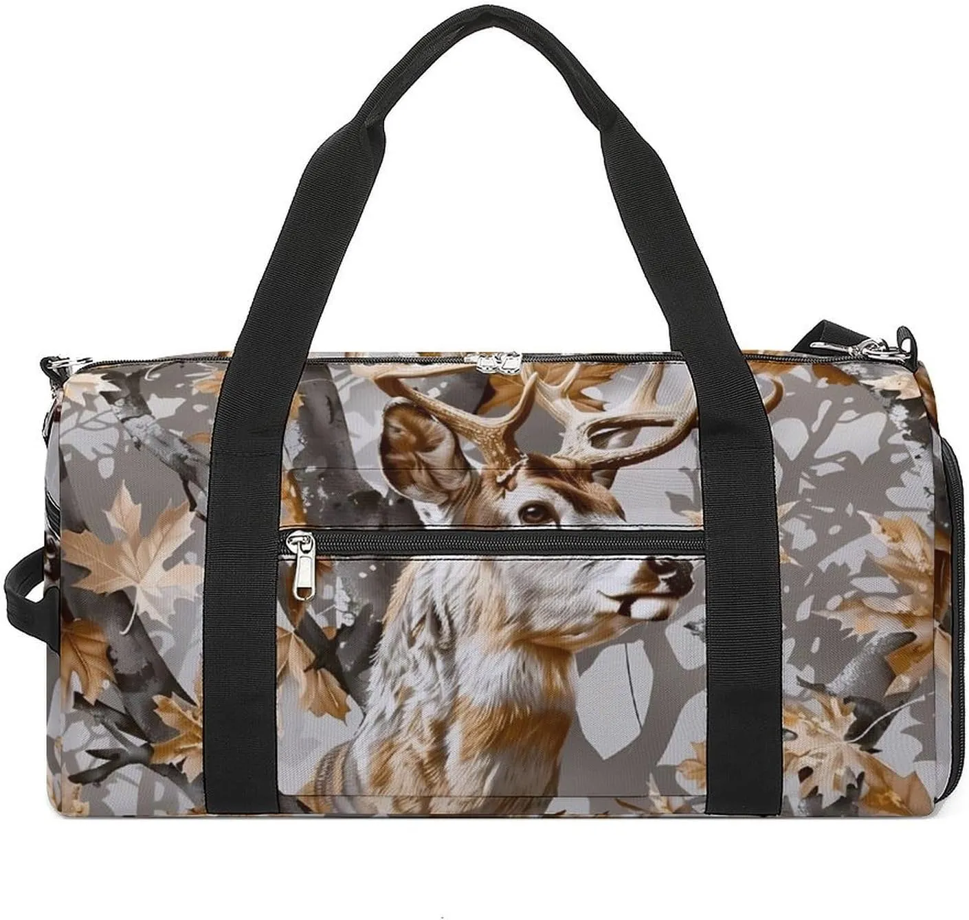 Deer Hunting Camouflage Funny Gym Bag Travel Tote Bag Duffel Bag with Shoe Compartment for Weekender Sports Vacation