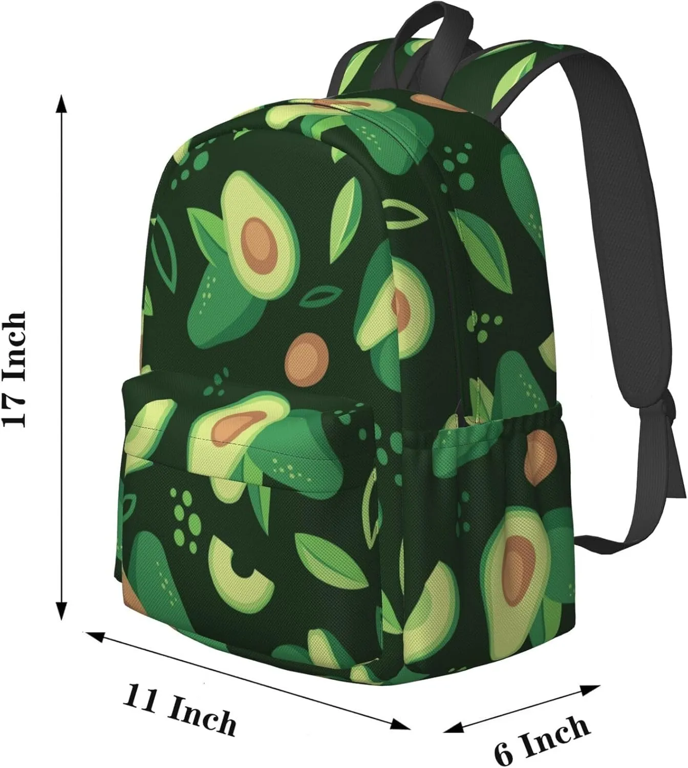 Delerain 17 Inch Backpack Avocado Laptop Backpack School Bookbag Shoulder Bag Casual Daypack For School/Camping/Hiking/Picnic/Beach/Travel