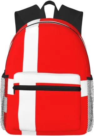 Denmark Danish Flag print Lightweight and comfortable backpack Casual Laptop Backpack for Travel Hiking