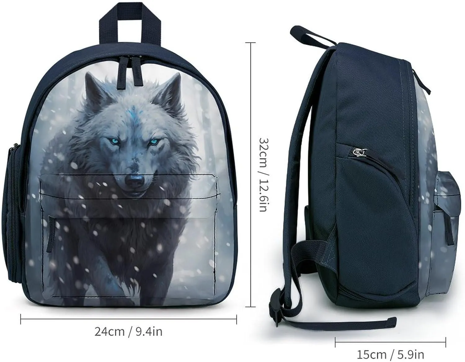 Dire Wolf with Deep Eye Cute Backpack Small Daily Daypack Travel Shoulder Bag with Adjustable Strap Graphic Print