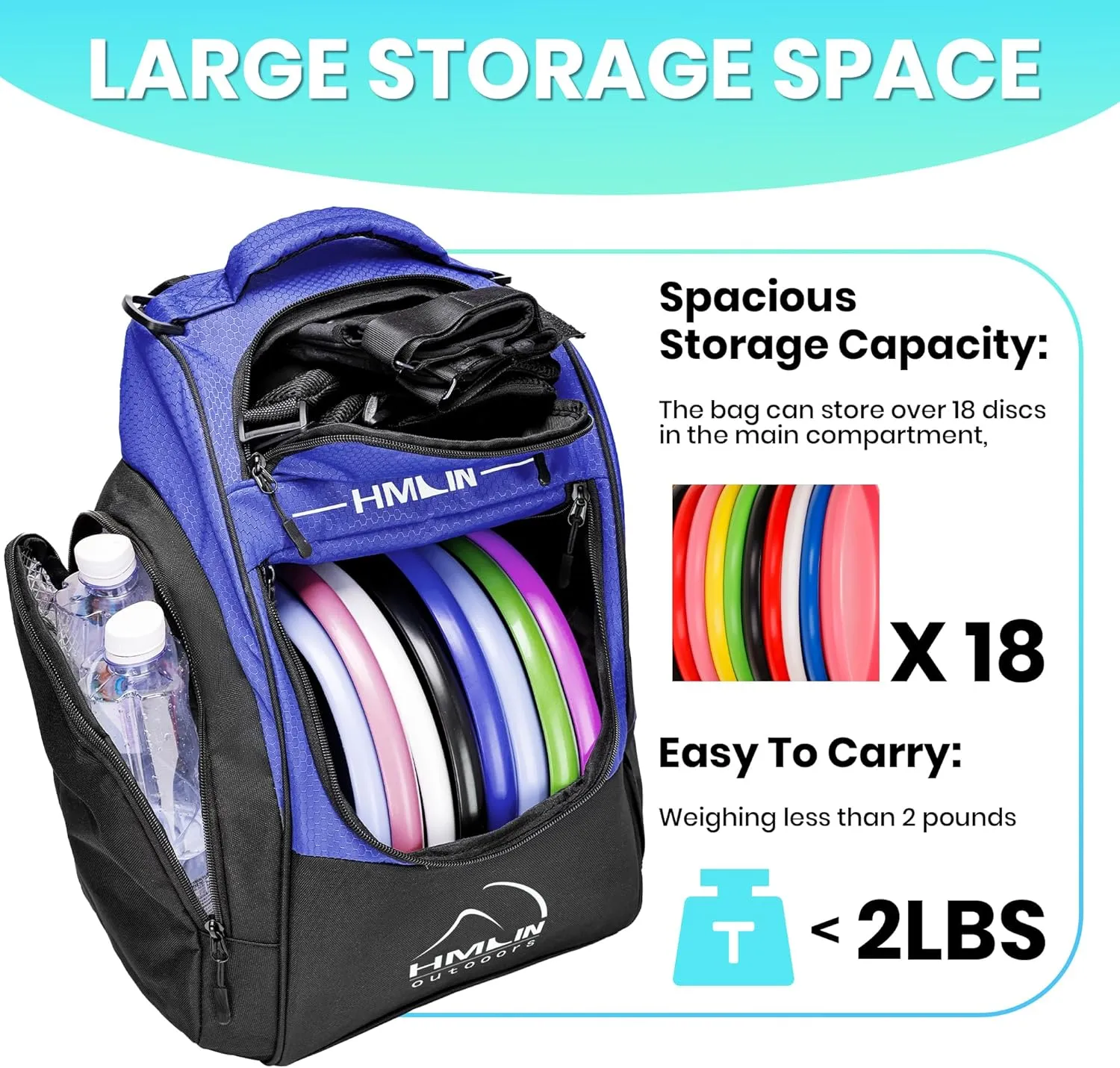 Disc Golf Bag | Disc Golf Starter Set | Disc Golf Backpack Lightweight | Frisbee Golf Discs Bag | Disc Golf Bags For Men| 20 Disc Capacity | 8 Pockets