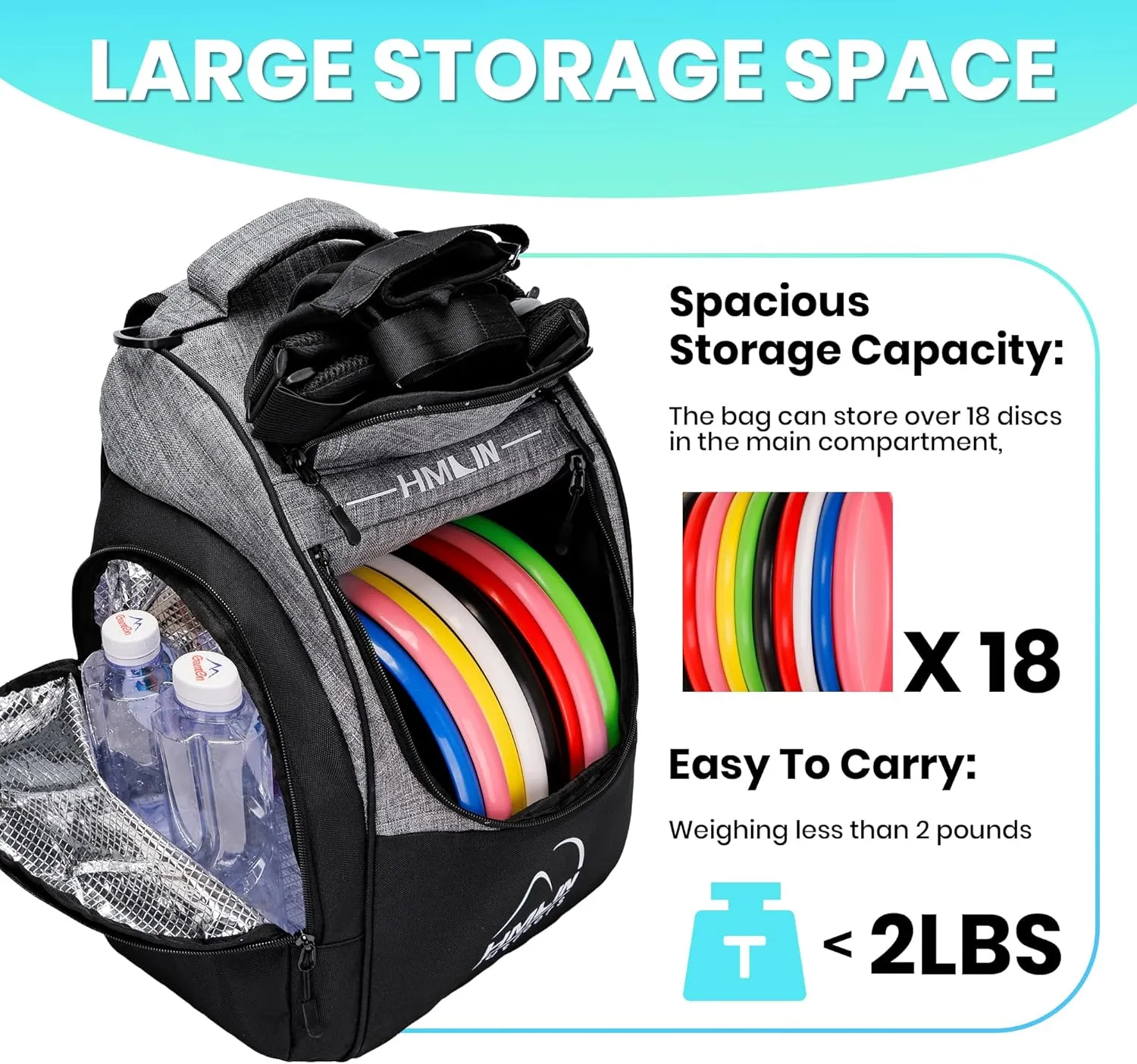 Disc Golf Bag | Disc Golf Starter Set | Disc Golf Backpack Lightweight | Frisbee Golf Discs Bag | Disc Golf Bags For Men| 20 Disc Capacity | 8 Pockets