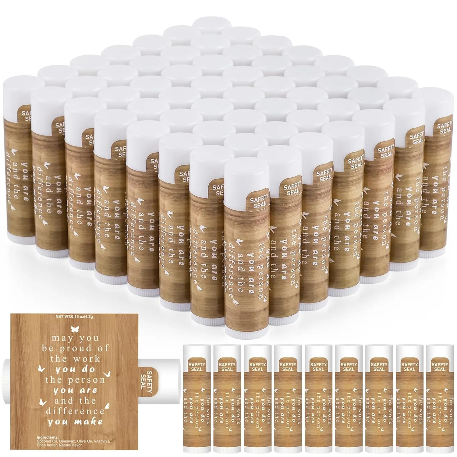 DMSKY Appreciation Gifts 60 Pcs Lip Balm Bulk, Staff Appreciation Gifts Bulk Thank You Gifts Bulk for Coworkers Teacher Worker Employee Leaving Farewell Gifts