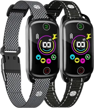 Dog Bark Collar 2 Pack, Bark Collar for Large Medium Small Dogs, Smart Bark Collar, Rechargeable Anti Bark Collars for Dogs with 8 Adjustable Sensitivity, Bark Shock Collar with 4 Training Modes
