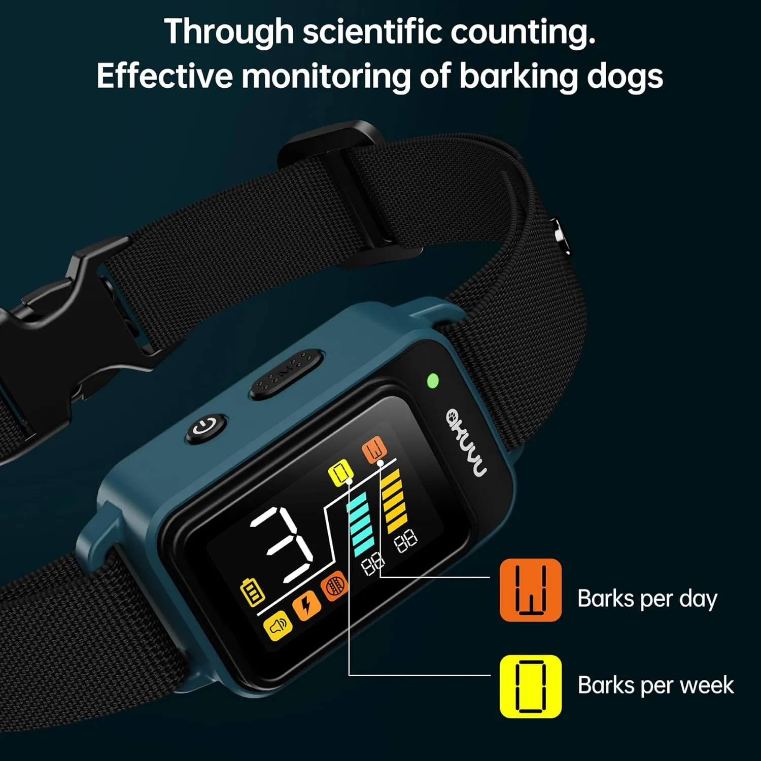Dog Bark Collar-Rechargeable Smart Barking Collar- Anti Bark Training Collar with Adjustable Sensitivity Beep Vibration Shock- Bark Shock Collar for Small Large Medium Dogs