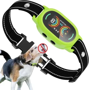 Dog Bark Collar, Smart Anti False Triggering AI Chip, IP67 Waterproof Rechargeable Anti Bark Collar with Adjustable Sensitivity, Perfect for Small Medium Large Dogs (Green)