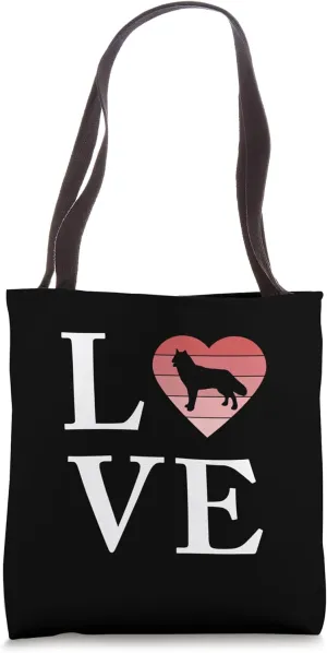 Dog Breed Northern Inuit Word Love Typography Retro Tote Bag