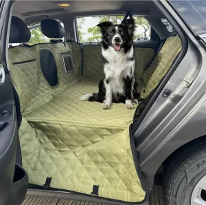 Dog car seat Cover for Back seat, 2025 New Upgraded Luxury Puppy Dog Hammock for car, Waterproof Hard Bottom car seat Cover for Dogs, Holds 400lbs,Easy to Install and Clean (Grass Green)