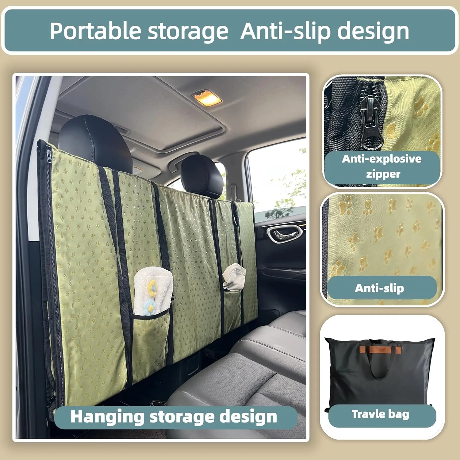 Dog car seat Cover for Back seat, 2025 New Upgraded Luxury Puppy Dog Hammock for car, Waterproof Hard Bottom car seat Cover for Dogs, Holds 400lbs,Easy to Install and Clean (Grass Green)