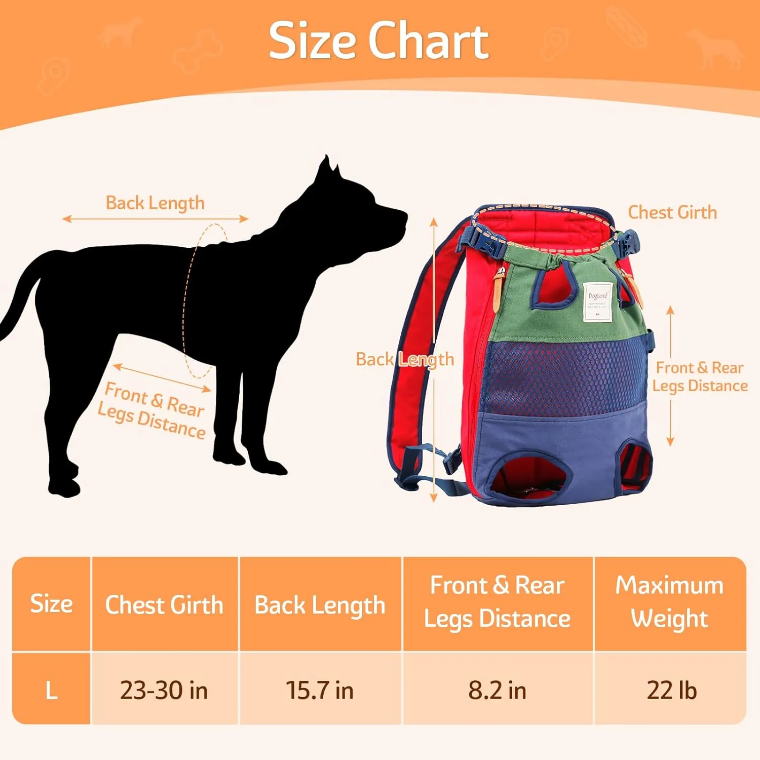 Dog Carrier Backpack, Pet Front Carrier Backpack Legs Out Dog Chest Carrier for Small Medium Dogs, Hands-Free Cat Backpack Carrier Dog Travel Backpack Airline Approved Hiking Bike Motorcycle
