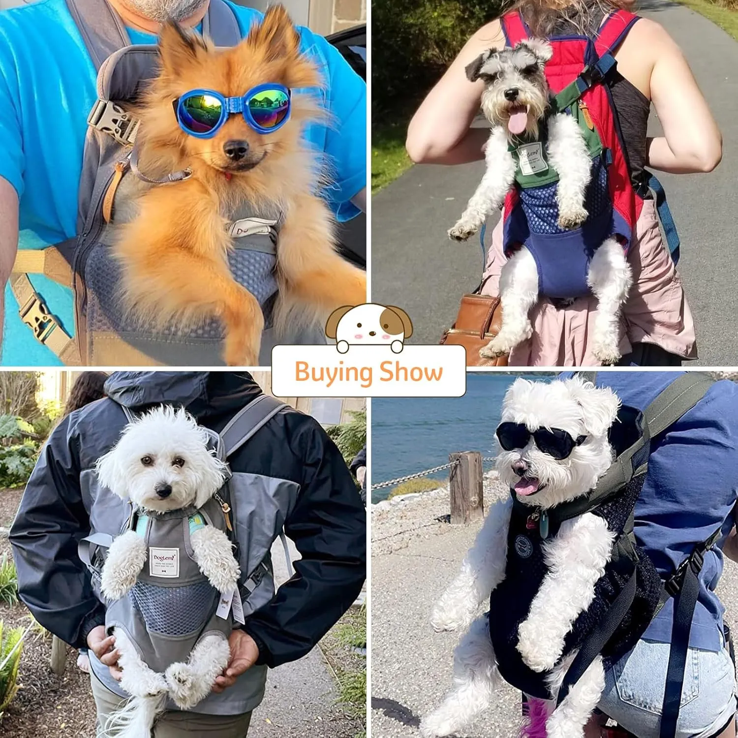 Dog Carrier Backpack, Pet Front Carrier Backpack Legs Out Dog Chest Carrier for Small Medium Dogs, Hands-Free Cat Backpack Carrier Dog Travel Backpack Airline Approved Hiking Bike Motorcycle