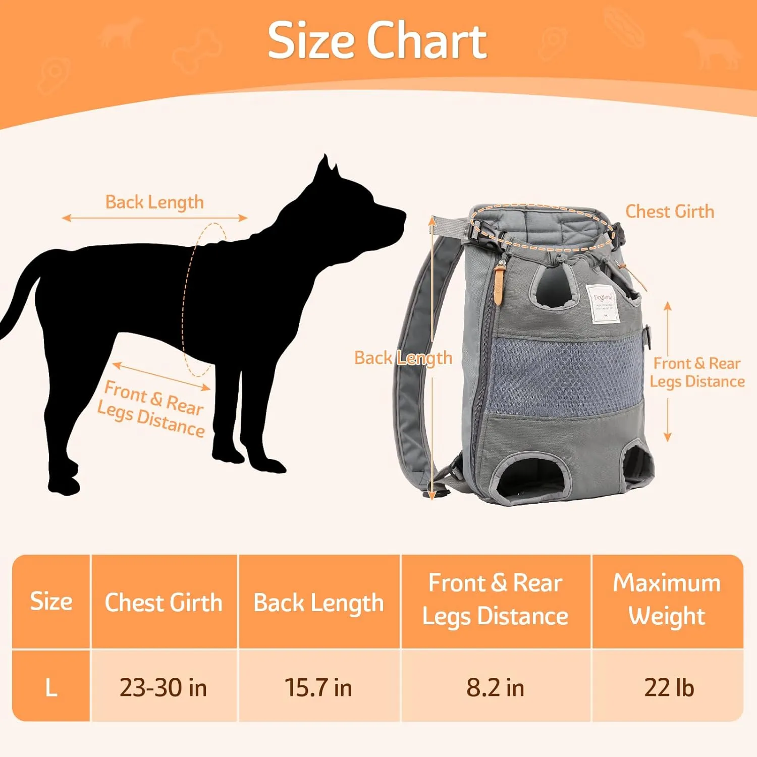 Dog Carrier Backpack, Pet Front Carrier Backpack Legs Out Dog Chest Carrier for Small Medium Dogs, Hands-Free Cat Backpack Carrier Dog Travel Backpack Airline Approved Hiking Bike Motorcycle