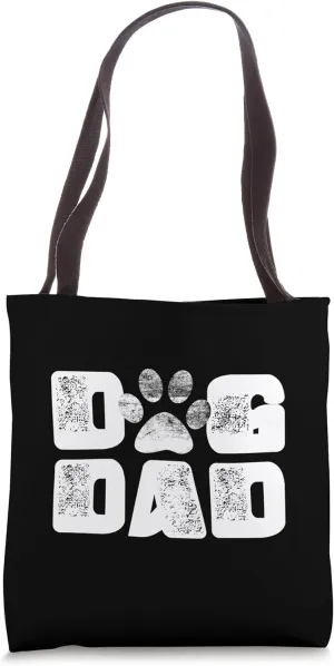Dog dad groovy font distressed text new puppy Father's Day Tote Bag