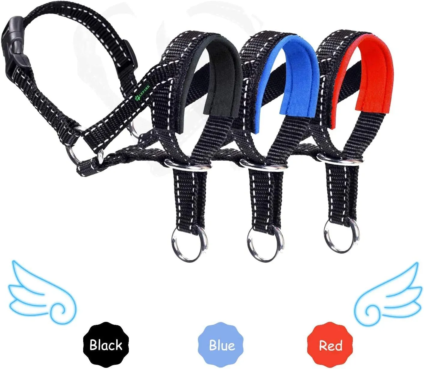 Dog Head Halter with Reflective Safety Strap Stop Dog's Pulling, Dog Head Collar for Small Medium Large Dogs(M,Blue)