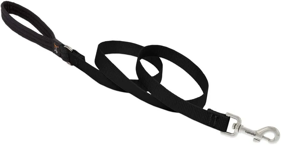 Dog Leash by Lupine in 3/4" Wide Black 6-Foot Long with Padded Handle
